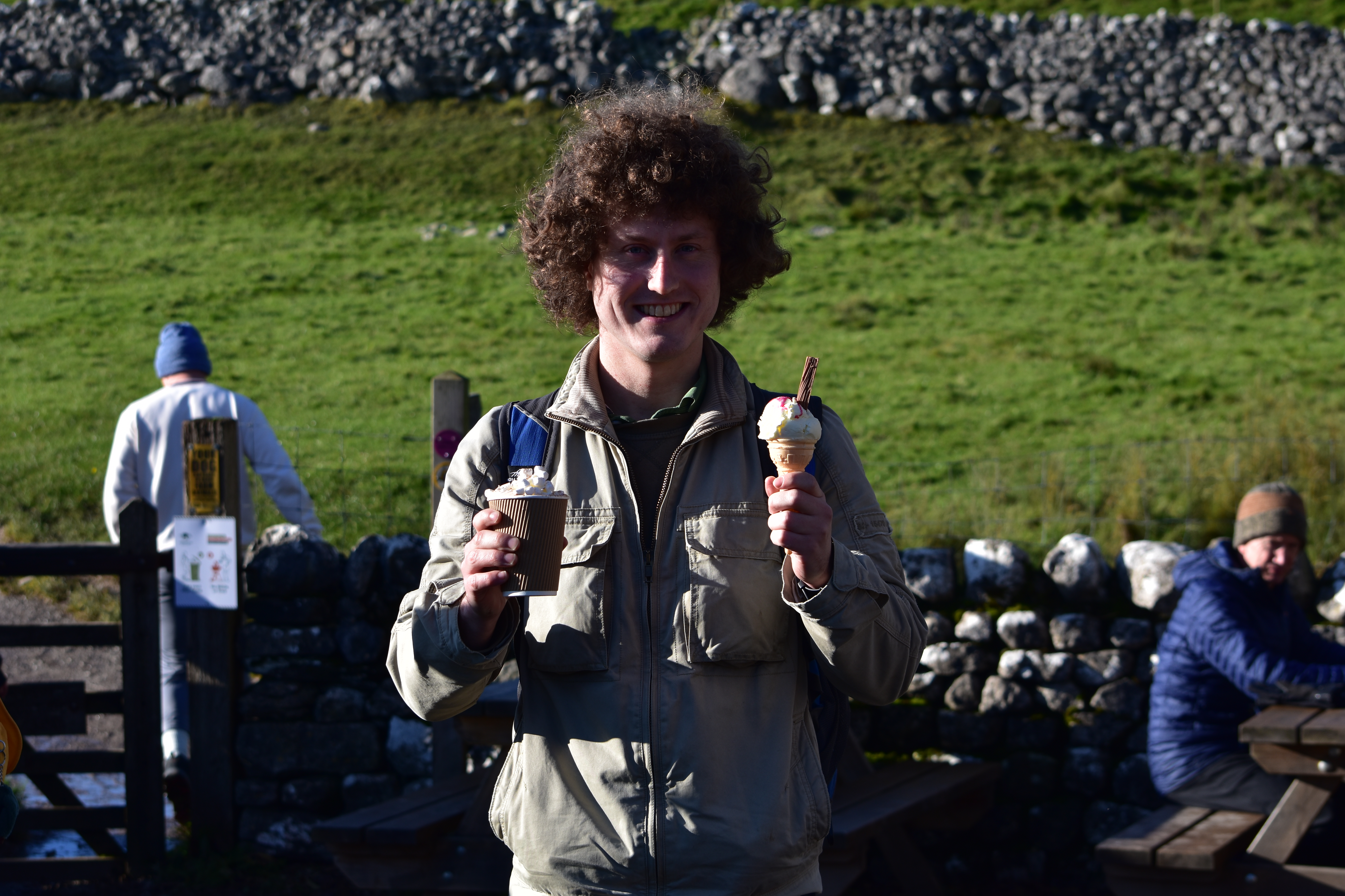 Ice cream and hot chocolate at Gordale Scar.